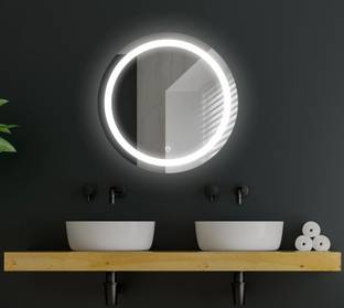 TRYOTONE Wall Led Mirror With Touch Sensor & 3 Led Lights 24X24inch(Warm, Natural, White) Lighted Mirror