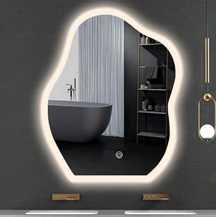 Impulse by Plantex Irregular Cloud-Shaped LED Mirror with Sensor||3 Tone Light||(18x24 inch)|| Lighted...