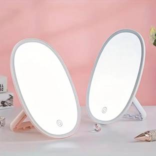 TOYSM Desktop LED Oval Makeup Mirror Rechargeable with USB Type-C Connector Lighted Mirror