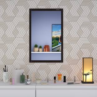 REDWUD Arno Engineered Wood Wall Mounted Mirror for Living Room Bedroom (Wenge) Decorative Mirror