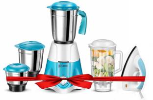 Havok 750 W Mixer Grinder (1100 W Dry Iron Combo | 4 Jars | Blue ) 750 W Juicer Mixer Grinder