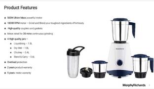 Morphy Richards TSTA 500 W Mixer Grinder
