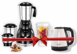 Havok 750 W Black Mixer Grinder With 1500 W Kettle Combo Offer | 4 Jars | Black 750 W Juicer Mixer Gri...