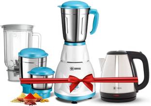 Havok 750 W Mixer Grinder With 1500 W Kettle Combo Offer | 4 Jars | Blue & White 750 W Juicer Mixer Gr...