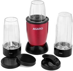 AGARO Cross Blade with Detachable Base, Mixer/Grinder/Smoothie/Juice Maker Red & Black 400 W Juicer Mixer Grinder