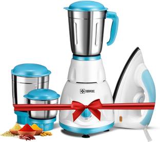 Havok 750 W Mixer Grinder (1100 W Dry Iron Combo | 3 Jars | Blue & White) 750 W Juicer Mixer Grinder