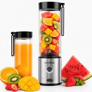HOMEBASIC Portable Blender 450ml | USB Rechargeable | Glass Jar | Smoothies & Juices 700 W Juicer Mixe...