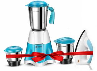 Havok 750 W Mixer Grinder (1100 W Dry Iron Combo | 3 Jars | Blue ) 750 W Juicer Mixer Grinder