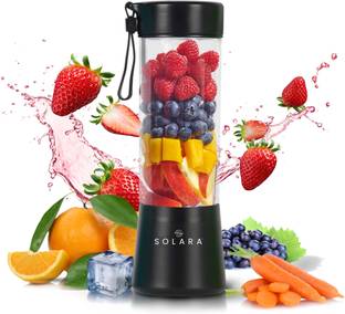 Solara 450ml, USB Rechargeable Battery with 4000 mAh, Powerful Motor with Watts 200 W Juicer Mixer Gri...