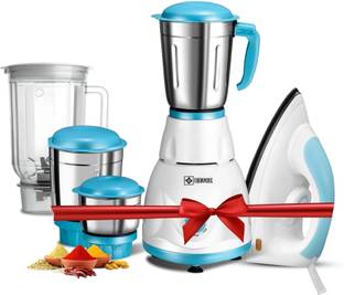 Havok 750 W Mixer Grinder (1100 W Dry Iron Combo | 4 Jars | Blue & White) 750 W Juicer Mixer Grinder