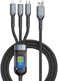 EL SMO 3-in-1 Cable 1.2 m 3in1 Fast Charging Cable Lightning USB Type C type-b Compatible All cellphone