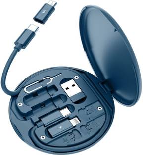 Uborn All-in-One Quick Charging Data Cable Storage Kit and Hidden Holder USB Adapter Type-C Converter Data USB Cable