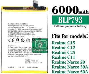 LIFON Mobile Battery For  REALME C11, C12, C15, C25, C25s, Narzo 20, NARZO 30A,NARZO 50A,BLP793
