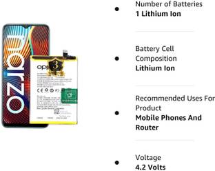 LIFON Mobile Battery For  Realme Narzo 20 (Narzo 30A) Realme C12, C15 with 3 Months Warranty