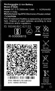 BRAVEHEART Mobile Battery For  Jio phone Phone F30C / 2000 mAh