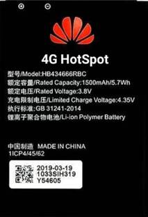 New Device Mobile Battery For  HUAWEI AIRTEL 4G HOTSPOT 3000 | E5573cS | 609 | HB434666RBC | BATTERY [1500MAh]