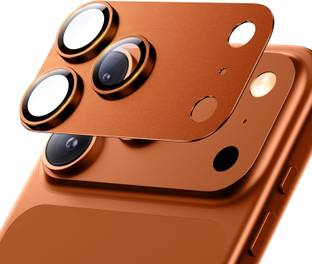 MOBCART Back Camera Lens Glass Protector, Camera Lens Ring Guard Protector for iPhone 17 Pro – 360°Full Coverage, Metal Frame + Glass Camera Protector Orange