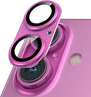 casual need Camera Lens Protector for iphone 16 / iphone 16 Plus Tempered Glass Aluminum Alloy Frame Individual Camera Lens Protector Cover pink