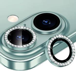 UNIKWORLD Back Camera Lens Ring Guard Protector for iPhone 16 Camera Glass Aluminum Alloy Rings -Diamond (Green)
