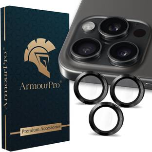 ArmourPro Back Camera Lens Ring Guard Protector for Apple iPhone 15 Pro Max, Apple iPhone 15 Pro, Black Camera Ring