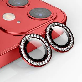Evett Back Camera Lens Ring Guard Protector for iPhone 11 Diamond Stones Ring Protector Red
