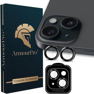 ArmourPro Back Camera Lens Ring Guard Protector for iPhone 15, iPhone 15 Plus, Black Frame of Camera Rings