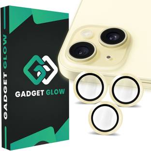 Gadget Glow Back Camera Lens Ring Guard Protector for Apple iPhone 15, Apple iPhone 15 Plus, Yellow Camera Ring