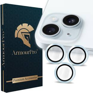 ArmourPro Back Camera Lens Ring Guard Protector for iPhone 15, iPhone 15 Plus, Seria Blue Frame of Camera Rings