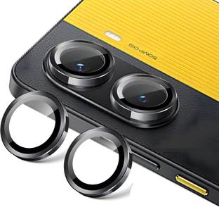 CASELIA Back Camera Lens Ring Guard Protector for POCO X7 Pro 5G [ Black Metal Ring with 9H Glass] Set of 1