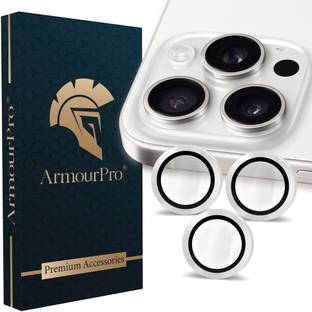 ArmourPro Back Camera Lens Ring Guard Protector for Apple iPhone 15 Pro Max, Apple iPhone 15 Pro, SIlver Camera Ring