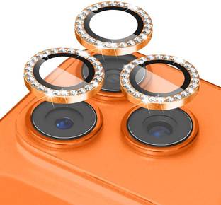 CHICCASA Back Camera Lens Ring Guard Protector for Apple iPhone 17 Pro Max HD Clear Anti-Scratch Orange Diomond Camera Ring