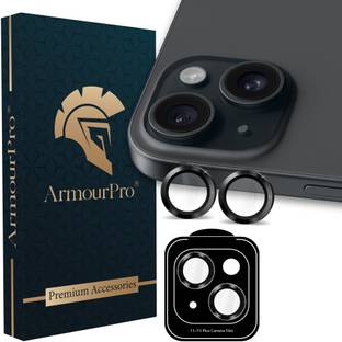 ArmourPro Back Camera Lens Ring Guard Protector for Apple iPhone 15 Plus, Apple iPhone 15, Black Camera Ring