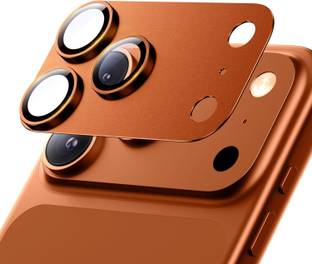 MOBCART Back Camera Lens Glass Protector, Camera Lens Ring Guard Protector for iPhone 17 Pro Max – 360°Full Coverage, Metal Frame+Glass Camera Protector Orange