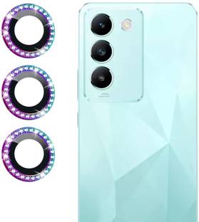 Evett Back Camera Lens Ring Guard Protector for Vivo T3 Diamond Rainbow Alluminium Glass Ring