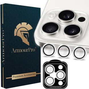 ArmourPro Back Camera Lens Ring Guard Protector for iPhone 15 Pro Max, iPhone 15 Pro, SIlver Frame of ...