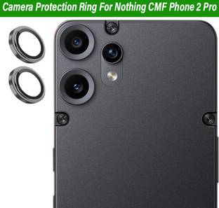 KREZEE Back Camera Lens Ring Guard Protector for Cmf by Nothing Phone 2 Pro [ Black Metal Ring with 9H Glass] Set of 1
