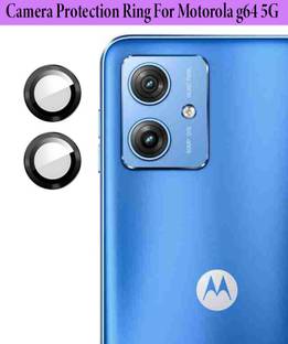 KREZEE Back Camera Lens Ring Guard Protector for Motorola g64 5G [Black Metal Alloy Camera Ring with 9H Glass] Set of 1