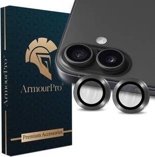 ArmourPro Back Camera Lens Ring Guard Protector for Apple iPhone 16 Plus, Black Camera Ring