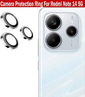 KREZEE Back Camera Lens Ring Guard Protector for Redmi Note 14 5G [Silver Metal Alloy Camera Ring with Glass] Set of 1