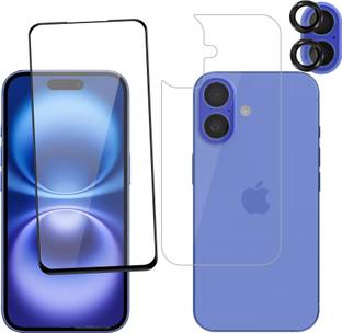 Vatsin Front & Back Camera Lens Glass Protector for Apple iPhone 16, Front and Back Tempered Glass Combo for Apple iPhone 16