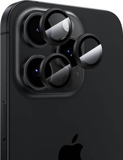 UNIKWORLD Back Camera Lens Ring Guard Protector for iPhone 16 Pro Camera Glass Aluminum Alloy Rings -(Black)