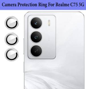 KREZEE Back Camera Lens Ring Guard Protector for Realme C75 5G [ Silver Metal Ring with 9H Glass] Set of 1