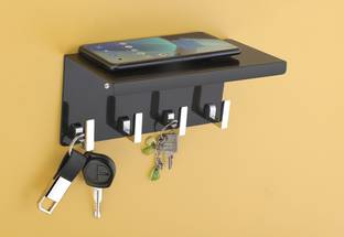 iSTAR 4 Hook Wall Mounted Key Holder Cum Mobile Stand for Wall/ Key Stand Hook Rail 4