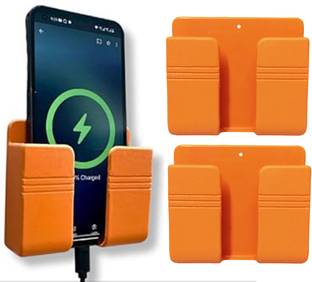 M/S DSNS Mobile Wall Mount Stand for Charging | AC/TV Remote Holder |Orange Pack OF 3 Mobile Holder