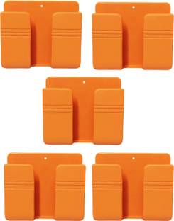 M/S DSNS Orange Wall Mount Holder for Mobile Stand / Remote / Phone Charging | Pack OF 5 Mobile Holder