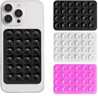 Khitoliyas Single Sided Mobile Grip Silicon pack of 3 (Black, White & Purple) Mobile Holder