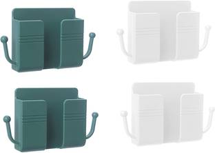 OIVO INDIA Wall Charger Hook Universal Hanging Stand Bracket (White & Green, Combo of 4) Mobile Holder