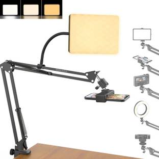 BROLAVIYA Mobile Stand with 11 Inch Video LED Light, 1/4 Inch Ball Head with Flexible Clip Mobile Holder