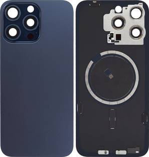 Spares4ever iPhone 15 Pro Max Blue Titanium Replacement Glass with Camera Lens and Magsafe Magnet Back Panel