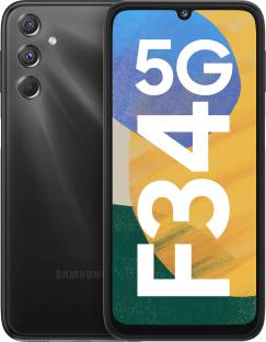 Add to Compare SAMSUNG Galaxy F34 5G (Electric Black, 128 GB) 4.23,490 Ratings & 337 Reviews 6 GB RAM | 128 GB ROM | Expandable Upto 1 TB 16.51 cm (6.5 inch) Full HD+ Display 50MP (OIS) + 8MP + 2MP | 13MP Front Camera 6000 mAh Battery Exynos 1280 Processor 1 Year Manufacturer Warranty for Device and 6 Months Manufacturer Warranty for In-Box Accessories ₹18,999 ₹24,499 22% off Free delivery by Today Save extra with combo offers Upto ₹13,800 Off on Exchange